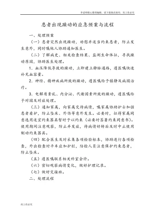 最新患者出现躁动的应急预案与流程