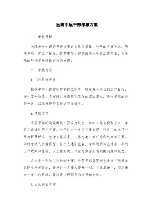 医院中层干部考核方案