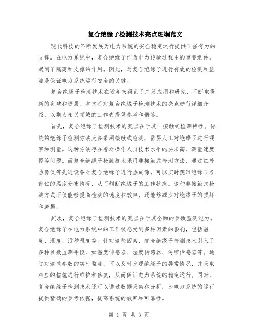 复合绝缘子检测技术亮点斑斓范文（二篇）