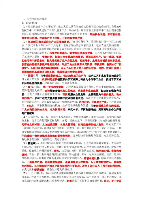 中国古代经济史——高三复习必备