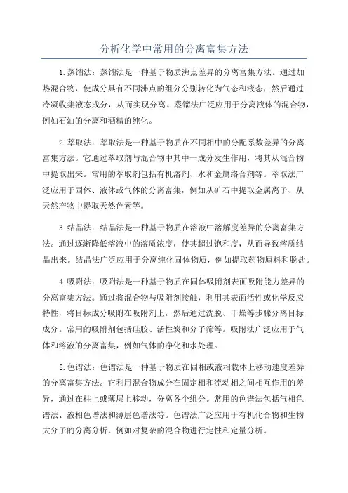 分析化学中常用的分离富集方法