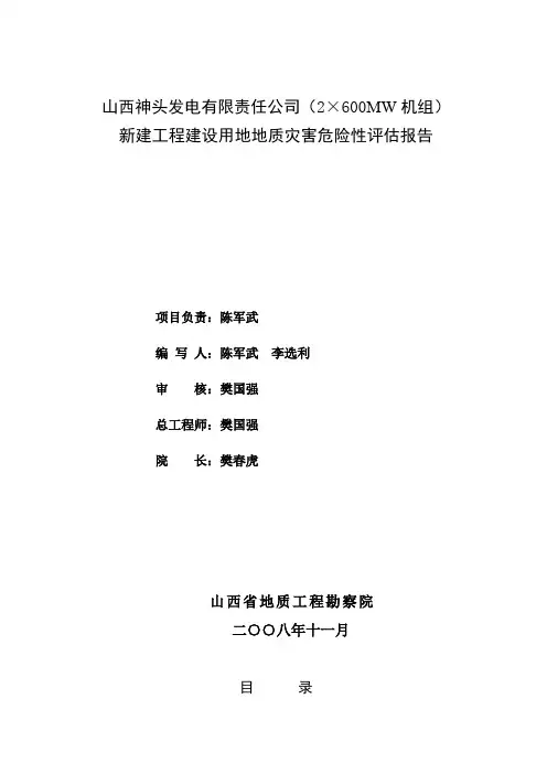地质灾害危险性评估报告