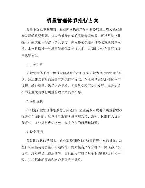 质量管理体系推行方案