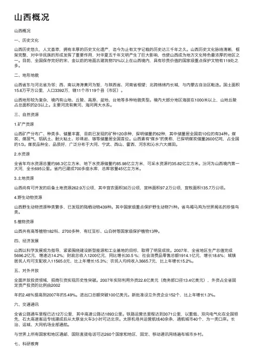 山西概况——精选推荐
