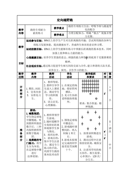 定向越野跑教案
