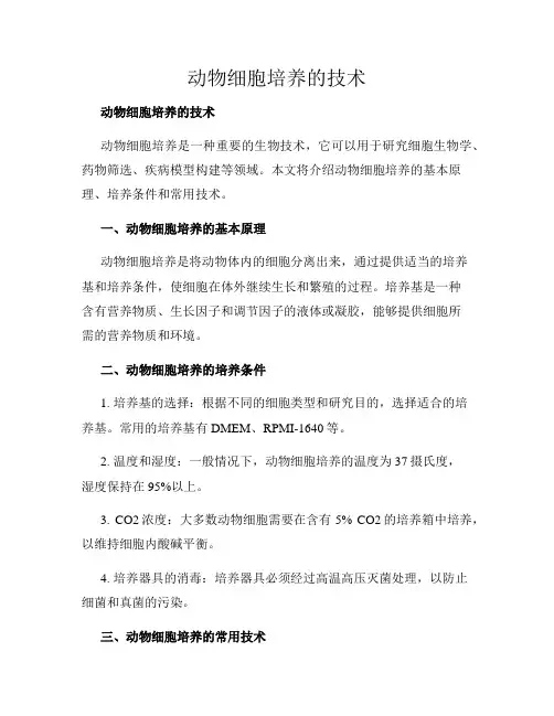 动物细胞培养的技术