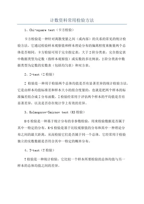 计数资料常用检验方法