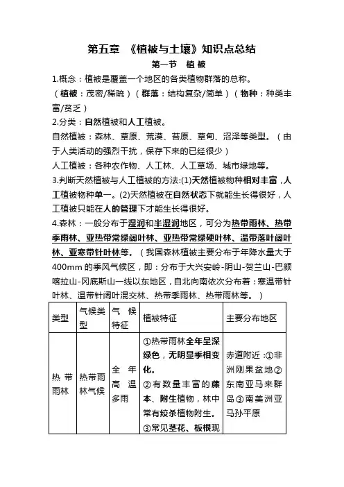 第五章 《植被与土壤》知识点总结