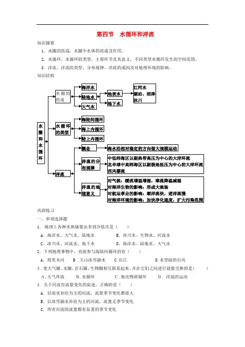 第2章 第4节 水循环和洋流学案 湘教版必修1 省优获奖教案 精品导学案