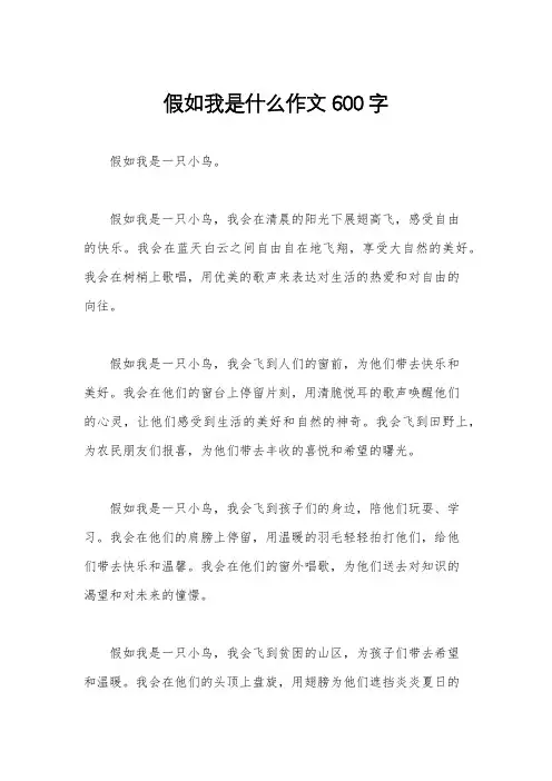 假如我是什么作文600字