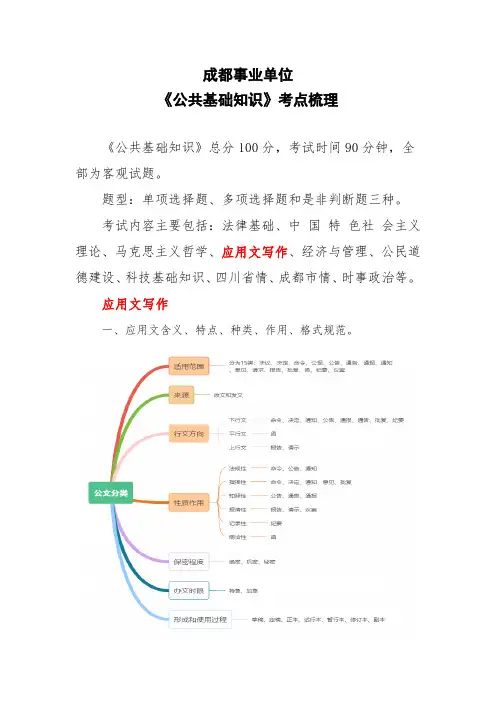 成都事业单位公基-公文写作思维导图
