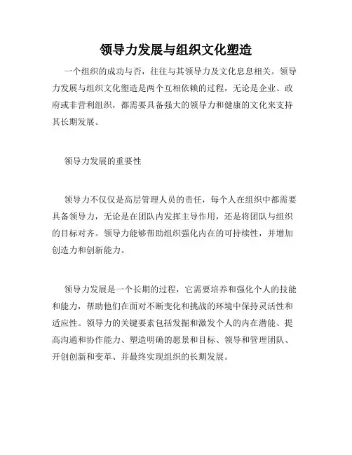 领导力发展与组织文化塑造