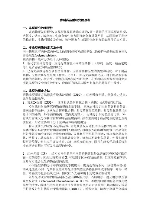 仿制药晶型研究的思考
