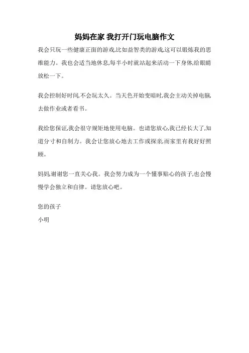 妈妈在家 我打开门玩电脑作文