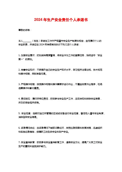 年生产安全责任个人承诺书