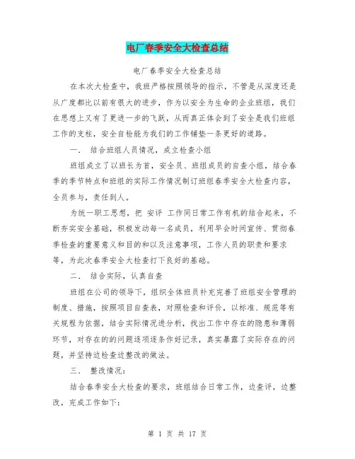 电厂春季安全大检查总结【可编辑版】