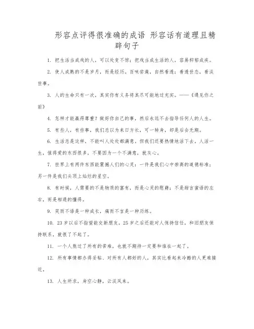 形容点评得很准确的成语 形容话有道理且精辟句子