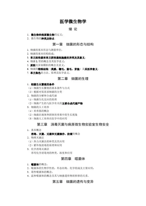 医学微生物学复习要点