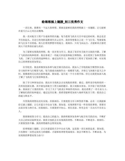 给理想插上翅膀_初三优秀作文