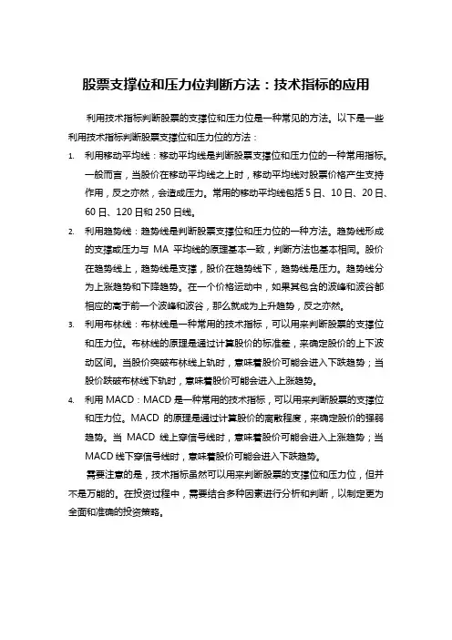 股票支撑位和压力位判断方法：技术指标的应用