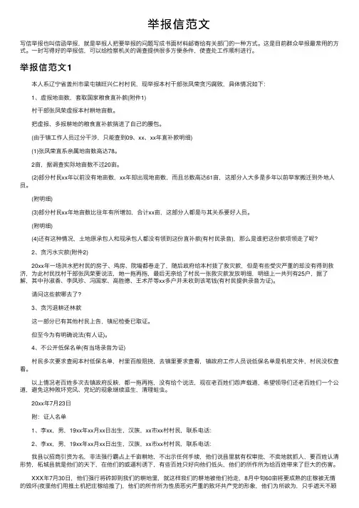 举报信范文——精选推荐