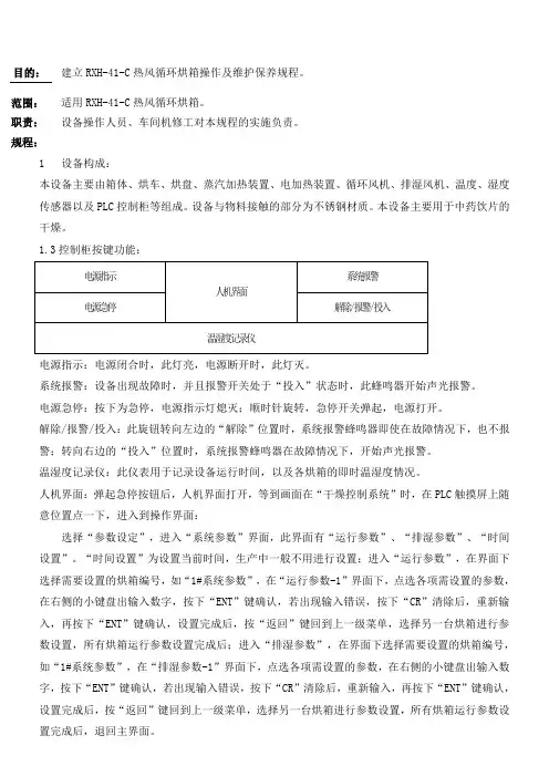热风循环烘箱操作维护保养规程