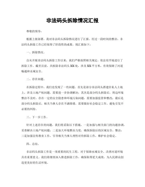 非法码头拆除情况汇报