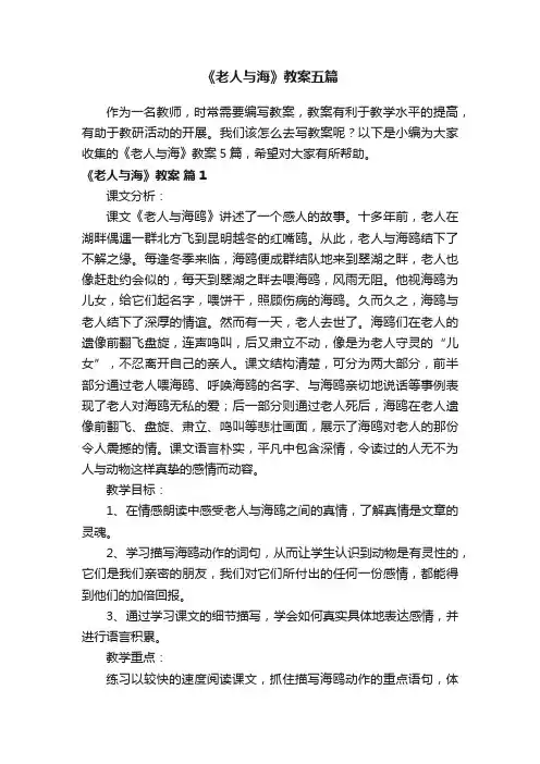 《老人与海》教案五篇