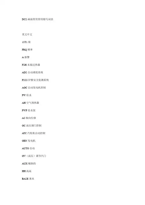 DCS画面常用常用缩写词语