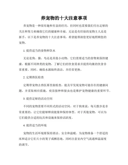 养宠物的十大注意事项