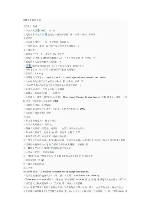景观专业必看书籍