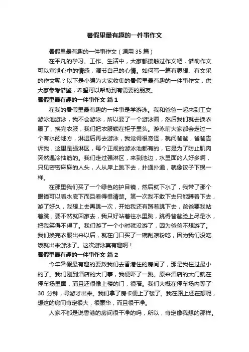 暑假里最有趣的一件事作文