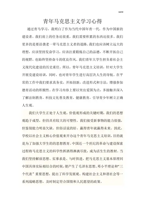 青年马克思主义学习心得