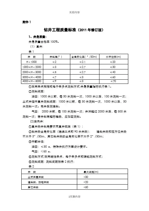 油气井钻井工程标准及处罚条款