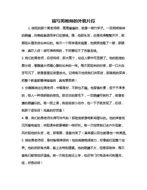描写男教师的外貌片段