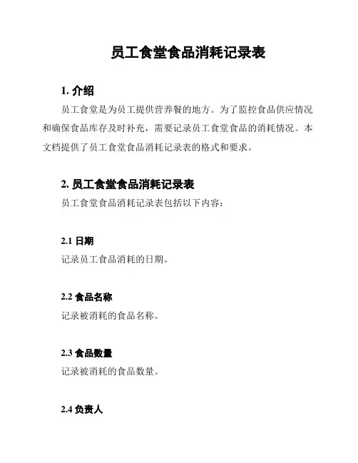 员工食堂食品消耗记录表