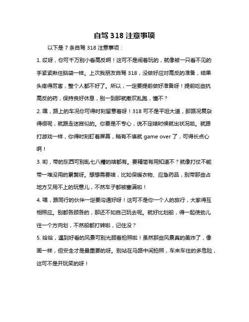 自驾318注意事项