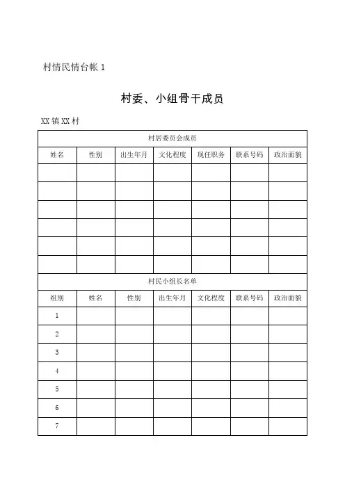 基层党建村情民情台帐