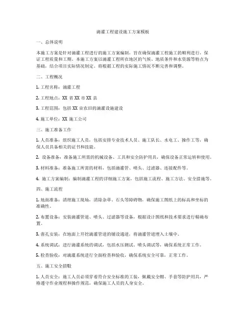 滴灌工程建设施工方案模板