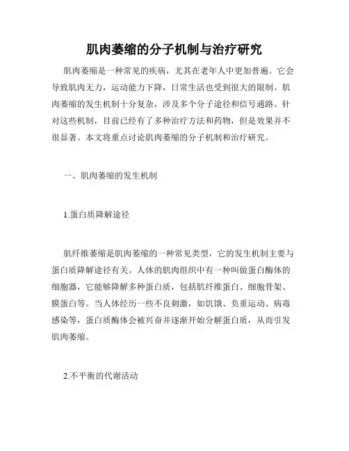 肌肉萎缩的分子机制与治疗研究