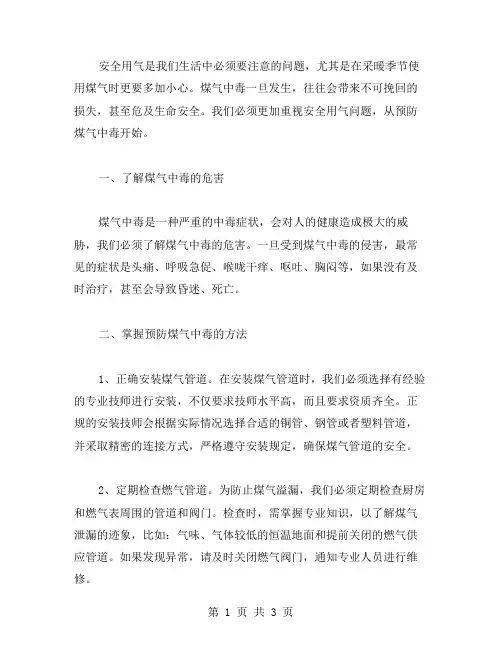 安全用气,从预防煤气中毒开始——主题班会教案