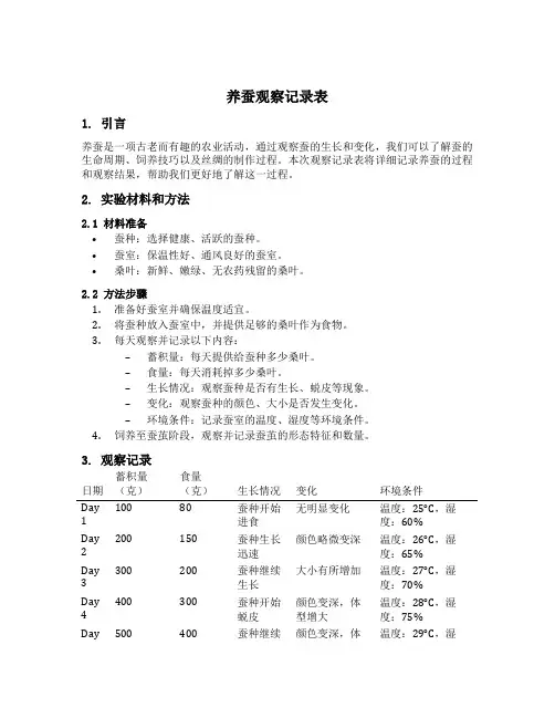 养蚕观察记录表