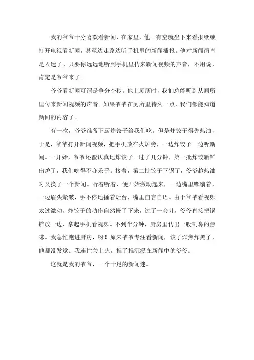 新闻迷爷爷400字优秀作文
