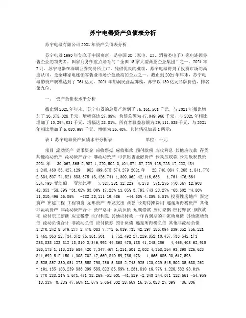 苏宁电器资产负债表分析
