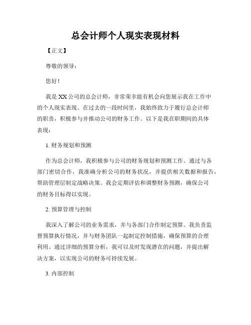 总会计师个人现实表现材料