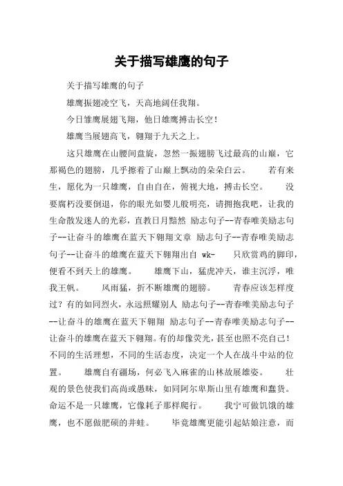 关于描写雄鹰的句子