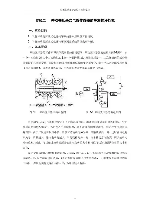 实验二差动变压器式电感传感器的静态位移性能