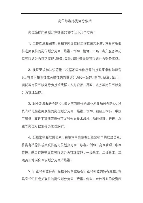 岗位族群序列划分依据