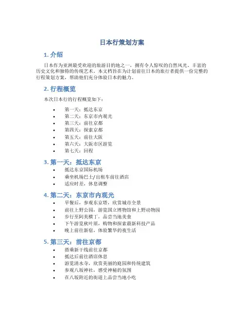 日本行策划方案