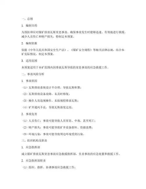 煤矿排放瓦斯窒息事故应急预案